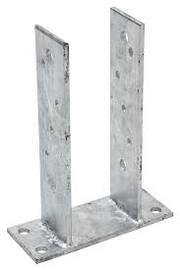 OSZLOPTARTÓ KÍVÜL RÖGZÍTŐS U-FORMA 121 MM, TÜZI HORG., TALPAS